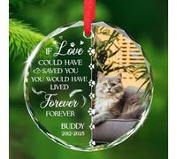 If Love Could Have Saved You Would Have Live Forever Ornamento in vetro, Personalizzato Aggiungi foto Cat Memorial Ornament Natale, Cat Loss Sympathy Glass Ornaments 2025, Personalizzato Nome e Anno