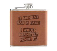 If Lunedì Had Un Viso I'D Punch It 170ml pelle Sintetica Hip Flask Tan - Funny