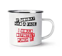 If Monday Had A Viso I'D Punzone It Rétro Smalto Tazza - Divertente Lazy