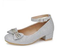 IF Scarpe Ballerine da Bambina Ragazza Glitter Fiocco Strass Pietri Cerimonia Gioiello W7008 Argento N.34