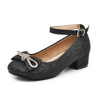 IF Scarpe Ballerine da Bambina Ragazza Glitter Fiocco Strass Pietri Cerimonia Gioiello W7008 Nero N.34