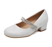 IF Scarpe Ballerine da Bambina Ragazza Strass Pietri Cerimonia Gioiello W7007 Bianco N.26