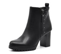 IF Stivaletti da donna con borchie decorativa tronchetti tacco alto largo platform carrarmato 9115-7 nero N.37