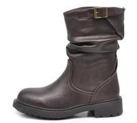IF Stivali Stivaletti Anfibi Biker Motociclista Arricciati Caviglia Con fibia Da Donna G680 Brown N.37