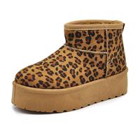 IF Stivali Stivaletti Mammut Da Donna Alla Caviglia Con Pelo Pelliccia Platform Zeppa Camoscio Sintetico P309 leopardato N.37