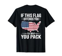 If This Flag Offends You I'll Help You Pack American Flag Maglietta