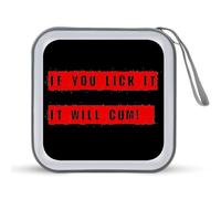 If You Lick It,It Will Cum - Divertente porta CD e DVD, custodia protettiva in plastica rigida con cordino portatile, organizer per casa e auto, 40 CD, Stile:, Taglia unica