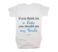 "If You Think I' m A Cutie.. you should see my Uncle" Body/Tutina baby, abbigliamento, Rude, carino, divertente, baby Boy, baby Girl, unisex, Hilarious, Cheeky, novità, Natale, baby shower, regali di compleanno, regali
