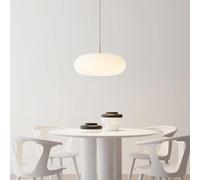 IFAIBYRNK Lampadario Da Ristorante In Stile Moderno Francese Color Crema, Base E26/E27 Regolabile, Paralume Ovale Bianco In Ottone E Acrilico, For Sala Da Pranzo, Cucina, Isola, Bar(20CM)