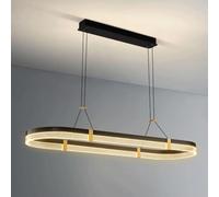 IFAIBYRNK Lampadario Moderno E Semplice A LED Con Dimmer A 3 Colori, Lampada A Sospensione Da Soffitto, Nero, Altezza Regolabile, Lampada A Sospensione Ovale For Sala Da Pranzo, Cucina, Studio