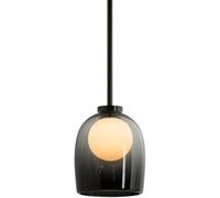 IFAIBYRNK Lampadario Moderno In Vetro Nordico Da 7 Pollici, Attacco G9, Paralume A Campana Grigio Fumé Con Dimmer A 3 Colori E Globo Interno, Sospensione Regolabile, For Comodino