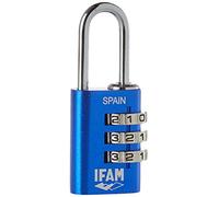 IFAM - Lucchetto a Combinazione Col Combi, 20 mm, Colore Blu, Massima Sicurezza, Ideale per Valigie e Armadietti della Palestra o della Scuola, con Chiave e Più di 1.000 Combinazioni, Leggero