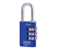 IFAM - Lucchetto a Combinazione Col Combi, 30 mm, Colore Blu, Massima Sicurezza, Ideale per Valigie e Armadietti della Palestra o della Scuola, con Chiave e Più di 1.000 Combinazioni, Leggero