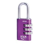 IFAM - Lucchetto a Combinazione Col Combi, 30 mm, Colore Viola, Massima Sicurezza, Ideale per Valigie e Armadietti della Palestra o della Scuola, con Chiave e Più di 1.000 Combinazioni, Leggero
