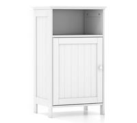 IFANNY Armadietto portaoggetti da bagno, in legno con ante, armadietto laterale con ripiani regolabili, piccolo armadietto autoportante per bagno, lavanderia, soggiorno, camera da letto (bianco)