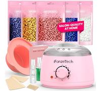 IFANZETECH Scaldacera Cera Brasiliana Kit: Scalda Cera per Ceretta Rimuovere Tutti Tipi di Peli, con 500g Ceretta Brasiliana, 30 Spatole, 1 Pentola Silicio, Depilazione per Uomo e Donna