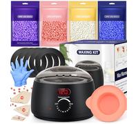 IFANZETECH Scaldacera Cera Brasiliana Kit, Scaldacera con Temperatura Display Digitale LCD, 400g Ceretta Brasiliana, 30 Spatole, 1 Pentola Silicio, Depilazione Per Uomo e Donna