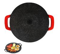 IFASHIHOME Padella per barbecue in stile coreano, 33 cm, antiaderente, senza fumo, con manico in silicone, rivestimento in pietra medica, per barbecue e friggitrice per interni ed esterni