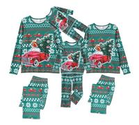 IFFEI Family - Pigiama natalizio con corna di cervo a maniche lunghe e pantaloni plaid, Grande auto, 4-5 Jahre