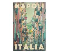 IFHSIGoe Targa in metallo Napoli Italia Street Targa in latta Viaggio Vintage Art Wall Decor Cartello Casa Cucina Bar Patio Grotta Decorazione Divertente 20 x 30 cm