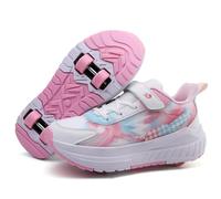 IFIKK Scarpe a rotelle 2 in 1 per bambini e ragazzi, design a quattro ruote, ruote invisibili, per sport all'aria aperta, taglie grandi per ragazze e ragazzi