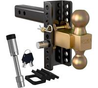 IFOKA Gancio di traino regolabile, supporto a sfera da 15,2 cm, 9,1 kg, GTW, gancio di traino per camion pesanti con doppio gancio di bloccaggio e perno, gambo solido (ricevitore da 5 cm)