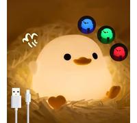 IFTHFOUR DoDo - Luce notturna a forma di anatra, in silicone, dimmerabile, ricaricabile, USB-C, con sensore touch, RGB e luce bianca calda, per bambini, camera da letto, dormitorio e idee regalo