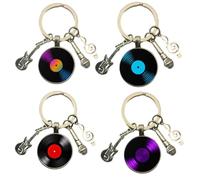 IFUDE 4 portachiavi divertenti con ciondolo a forma di chitarra, microfono, nota, musica, DJ, regalo per chitarristi, cantanti, amanti della musica, per borse, chitarre, portafogli, Multicolore, 3 cm