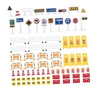 ifundom 1 Set Barricate di Traffico Simulato Mini Giocattoli per Segnali Stradali Modelli Set Gioco per Bambini con Segnali Stradali Barriere Coni Auto Bambino Semaforo Giocattolo Plastica