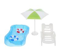 ifundom 1 set in miniatura per casa delle bambole, piscina, spiaggia, decorazione con ombrellone e sedie, per giardino delle fate fai da te e teatri