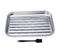 ifundom 1 Set Vassoi da Barbecue Inossidabile con Pennello Vassoio per Grigliate Cestino per Sicura per Picnic