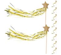 ifundom 10 Pezzi Bacchette da Fata Nastro a Stella Color Oro Chiaro, Bastoncini Magici Decorativi per Feste Cosplay, Accessori per Travestimenti e Giochi