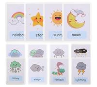 ifundom 12 Pezzi Schede Didattiche Sul Meteo Impermeabili, Carte Cognitive Multifunzione, Materiale Didattico per Asilo e Scuola, Dimensioni Compatte per Viaggi e Apprendimento