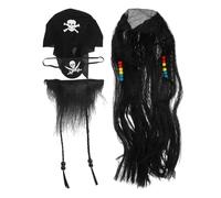 ifundom 1set Costume Da Pirata Completo Con Parrucca e Benda Per Occhi Di Accessori Per Halloween e Feste Tema Include Barba Finta e Parrucca Leggera e Confortevole