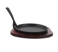 ifundom 1Set Padella Ghisa per Base Legno Piastra Rotonda per Grigliate e Barbecue Resistente e Facile da Riporre per Professionale