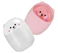 ifundom 2 Pezzi Cestino per Desktop Coperchio, Plastica, Design Animale | Bianco o Rosa, Superficie Liscia, Facile da Aprire, per Bucce e Briciole su Scrivania