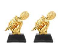ifundom 2 Resina per Concorso Musicale con Microfono Simulato Premio per Scolastici e Decorazione per Ufficio e Souvenir Design Dettagliato e Resistente