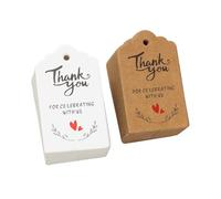 ifundom 200 Pezzi Etichette Decorative di Carta Kraft per Feste e Matrimoni, Tag di Ringraziamento Color Avorio e Kraft per Confezioni Regalo, Etichette per Compleanno e Bomboniere,