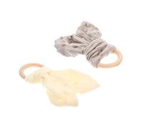 ifundom 2pezzi Giocattolo ad Anello da Mordere per Ragazza Copertina di Sicurezza per Ragazza Delicata sulla Asciugamano Comodo Massaggiagengive Portatile in Legno per Culle e Passeggini