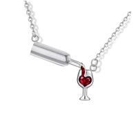ifundom 3 pezzi Collana Donna con Pendente Forma di Bottiglia di Vino e Calice Rosso Oro Argento e Oro Rosa Leggera e Resistente Gioiello Elegante per San e Occasioni Speciali