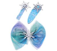 ifundom 3 Pezzi Fermaglio Chioma Fiocco Neve Blu in Rete, Accessorio | Decorazioni Natale, per Code e Chioma Bimbi, Delicato da Indossare, Stile Bello e Raffinato