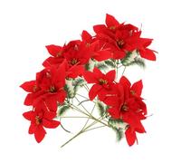 ifundom 4 Pezzi Fiori Artificiali Natalizi Fiori Artificiali di Poinsettia Mazzo di Stelle di Natale Stelle di Natale Artificiali per Esterni Rosso Stoffa
