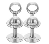 ifundom 4 Pezzi Supporto per Asta Doccia in Acciaio Inox, Base Tubo 25mm | Argento, per Aste Stendibiancheria e Appendiabiti, Fissaggio Stabile e Antiruggine
