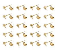 ifundom 40 Pezzi Orecchini a Bottone in Acciaio Inox 304 Dorato 4mm e 6mm Perno a Sfera e Chiusura, Accessori per Creazione Orecchini Fai da Te, Componenti per Gioielli Artigianali