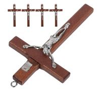 ifundom 5 Pezzi Ciondoli Pendenti a Croce di Gesù in Legno Scuro Piccoli Ciondoli Religiosi per Collane Braccialetti e Creazione Gioielli Fai da Te per Uso Quotidiano e Occasioni