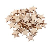 ifundom 50 Pezzi Stelle in Legno per Decorazioni Natalizie Fai da Te, Forma a Stella a Cinque Punte, Versatili e Facili da Usare per Feste e Artigianato