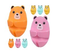 ifundom 8 Pezzi Gancio Adesivo a Forma di Orso, Plastica Decorativa | Gestione Cavi e Presa, Aiuta a Trovare i Plug in Fretta, Protegge il Muro, Set da Otto Pezzi