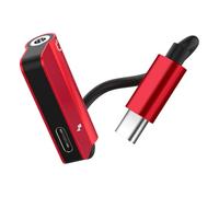 ifundom Adattatore Type-c Rosso Multi-funzione per Cuffie Convertitore Professionale per Ascolto Musica e Ricarica Simultanea Compatibile Smartphone