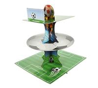 ifundom Alzata Per Torta in Carta A Tema Calcio Porta Cupcake A 3 Livelli Espositore Decorativo Per Torte Robusto E Stabile Per Feste Di Compleanno