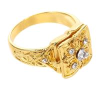 ifundom Anello con Coperchio Apribile Inciso con Strass Micropavé, Design Vintage Audace, Resistente allo Scolorimento, Gioiello per Donne Elegante per Uso Quotidiano, Feste